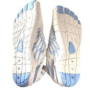 HF Barefoot Minimalist White & Blue Water Shoes Women Size 36 Trail Gym Sneakers